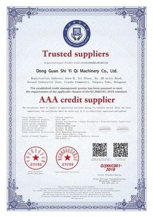 Certificate of Dongguan Yiqi Machinery Co., Ltd (1)